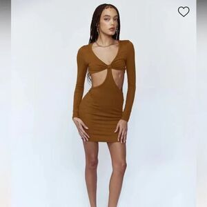 Princess Polly Dress Womens 8 Brown Sabella Mini Ribbed Mini Stretch Bodycon Y2K